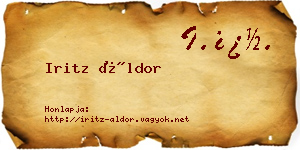 Iritz Áldor névjegykártya